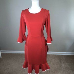 Nanette Lepore Coral Fitted Dress 6 NEW Ruffle